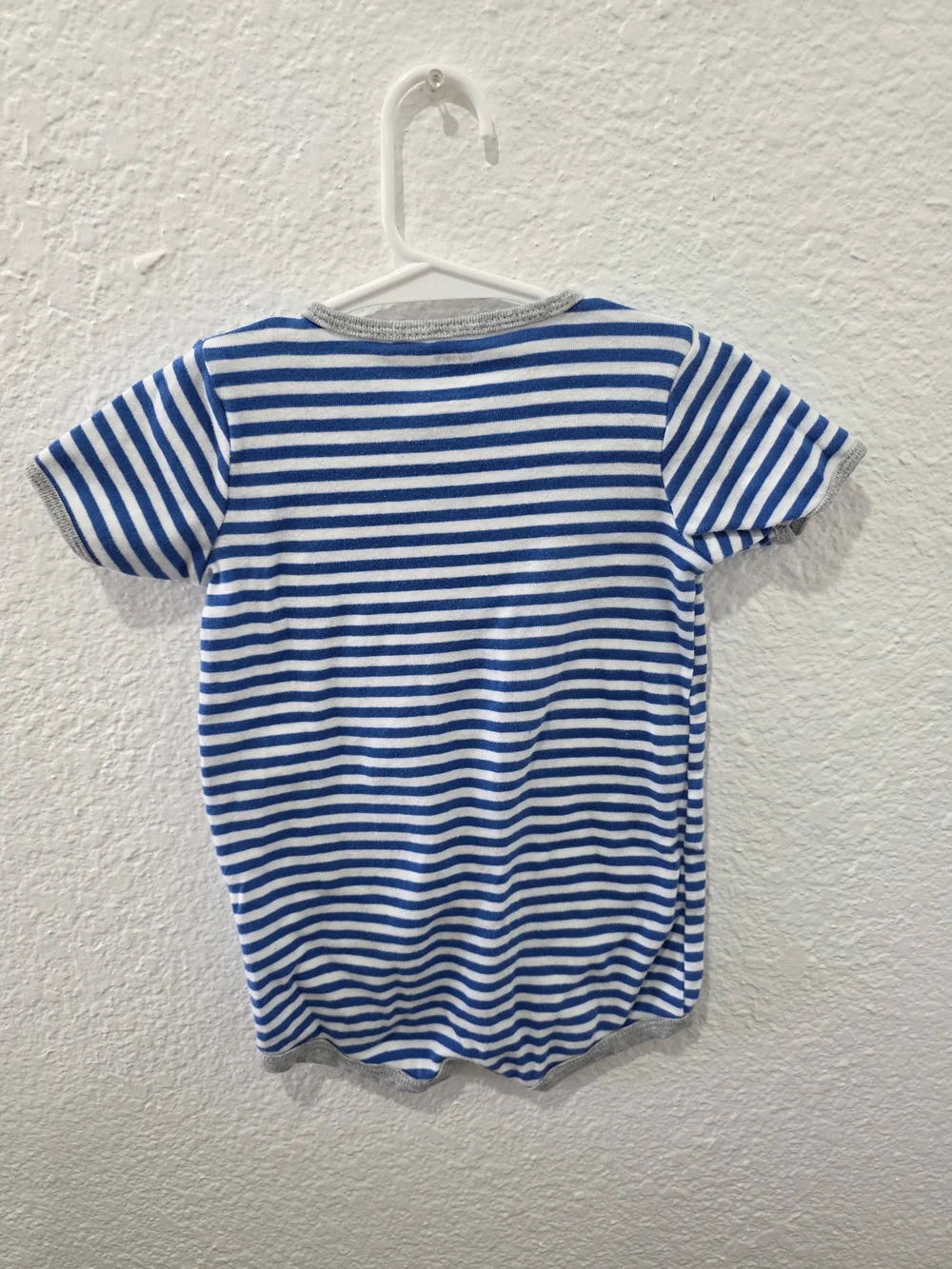 Carter's Blue & White Striped Romper with Red Fire Truck